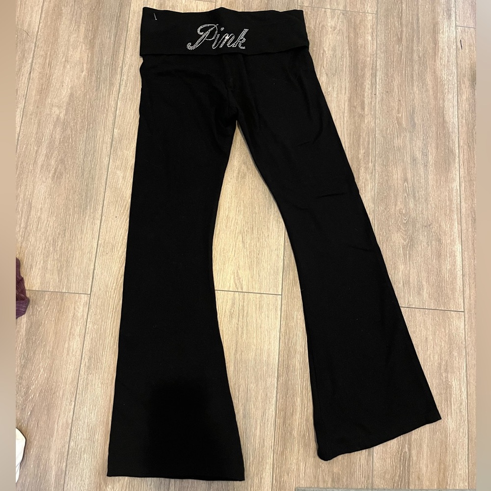 NWOT PINK Black Flared Pants